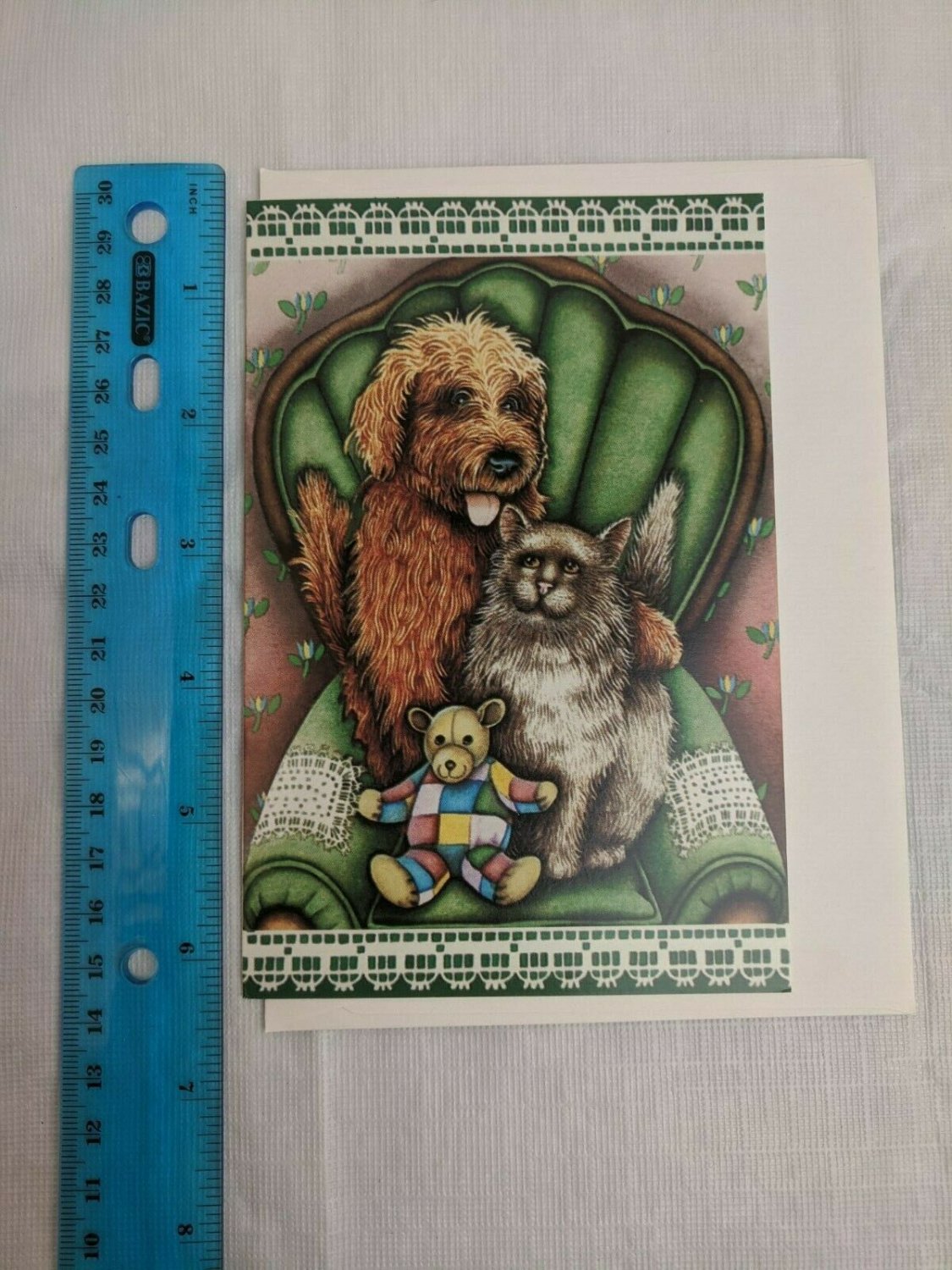 Purina Pets for People Blank Note Card Dog & Cat w/ Teddy Bear