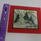 An Artistic Card Christmas Holiday Card Vintage *USED* Rural Scene, Trees, House