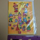 VTG Mini Birthday Gift Card Kids Playing with Blocks New in Wrapper