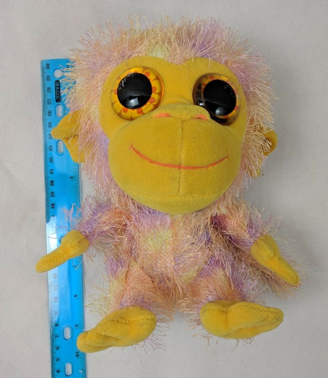 Aurora Chattering Chimp Monkey Shaggy Tie-Dye Plush Stuffed Animal Big Eyes 7"