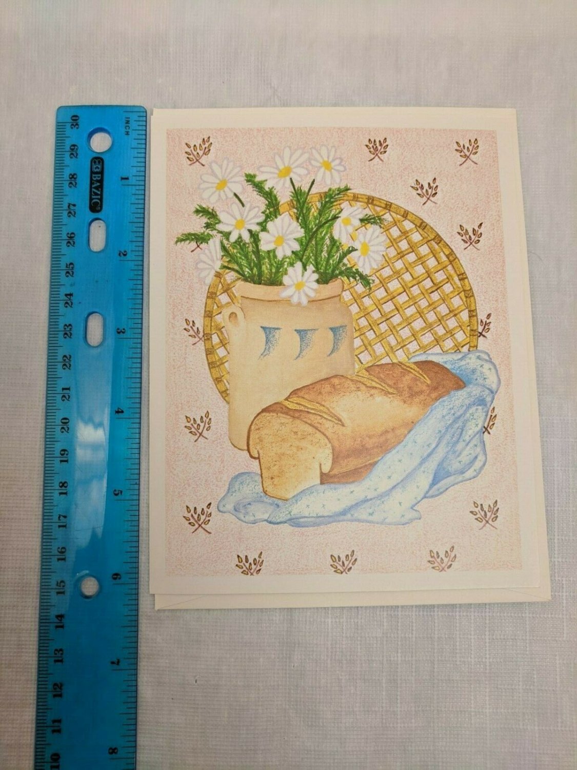 Note Card Blank Inside Leanin Tree Mary C Furch Illustration Bread, Daisies