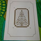 Famous Artists Studios Christmas Holiday Card Unused VTG White/Gold Tree