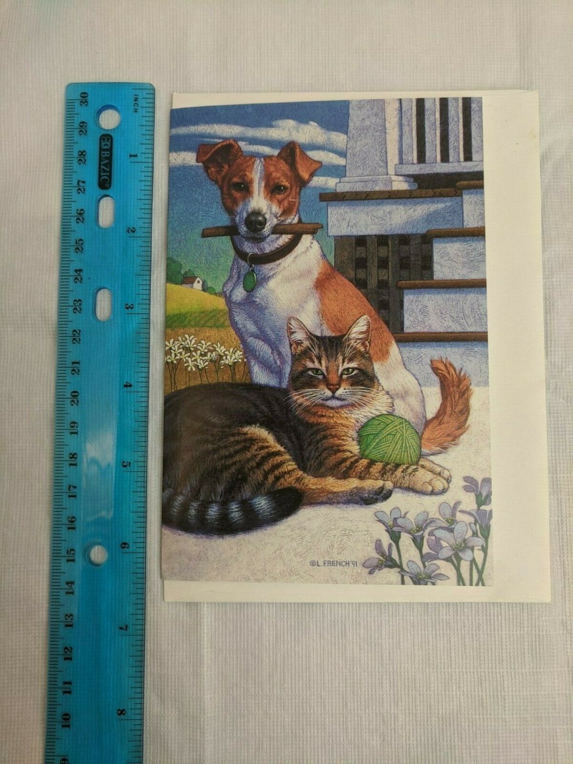 Purina Pets for People Blank Note Card Dog & Cat by L. French '91