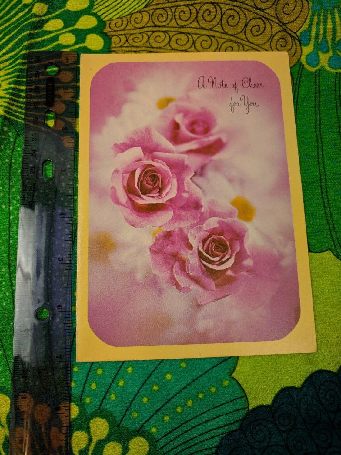 QC Quality Crest Card Unused VTG Note of Cheer Floral