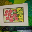 Famous Artists Studios Card Unused VTG Red Tulips Note Card