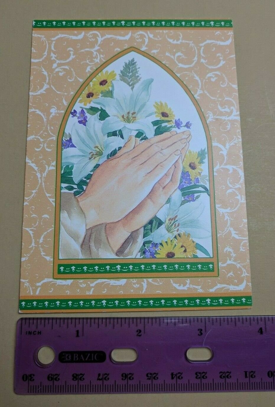 Happy Easter Card Praying Hands Lilies Fine Art Graphics by Britannia