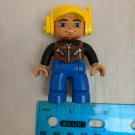 Preschool Building Toy Pilot Figure 2.5" Tall Yellow Helmet Bomber Jacket