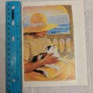 Purina Pets for People Blank Note Card Woman at Sea w/ Cat on Lap