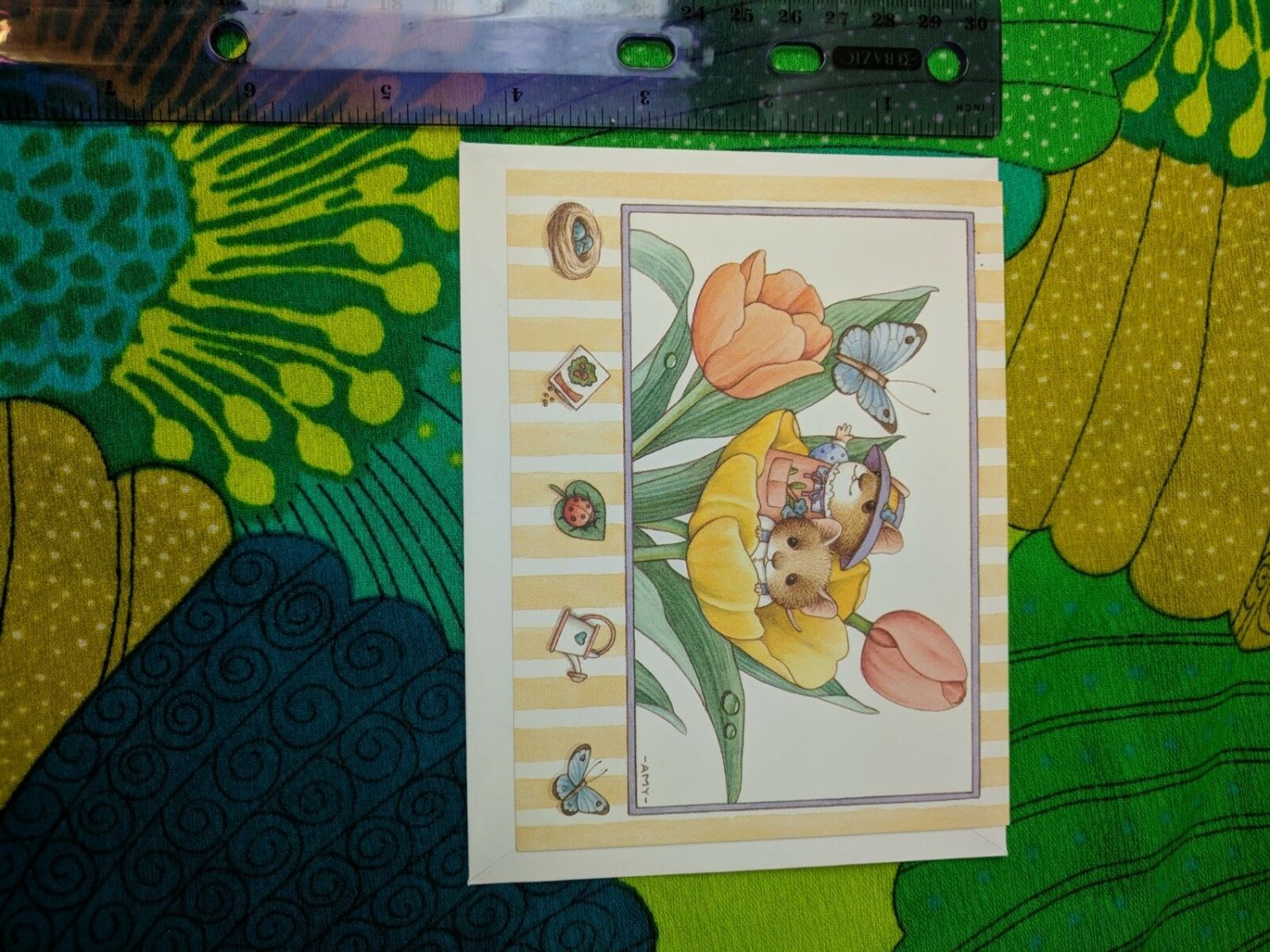 Current Inc Skitterscampers by Amy Flynn Mice in Tulips Unused Card