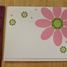 Current Inc Pink & Green Daisy Flowers on White Blank Note Card Unused