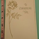 Gibson Card To Congratulate You Gold Foil Rose Unused Vintage 1970's