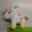 White Pink Yellow Unicorn Pony Plush Keychain 5" Long Star Symbol, Standing