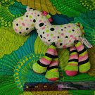 Douglas Cuddle Toys White Green Pink Black Polka Dot Horse Pony 9" Long Plush