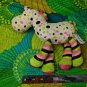 Douglas Cuddle Toys White Green Pink Black Polka Dot Horse Pony 9" Long Plush