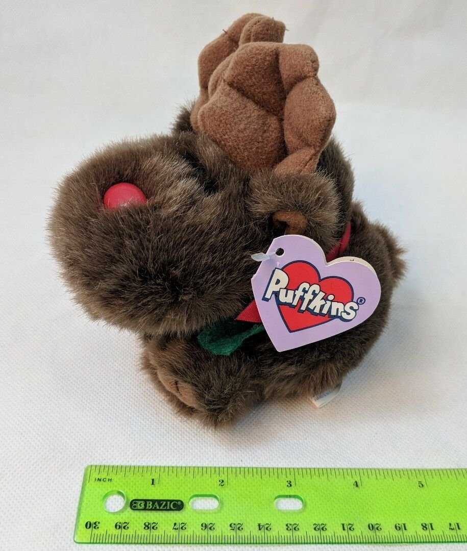 SWIBCO PUFFKINS Soft Stuffed MOOSE / REINDEER Plush Christmas Toy Brown 5"