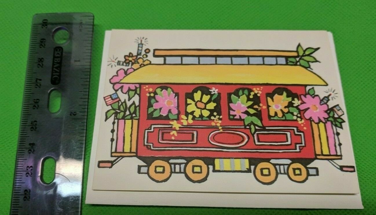 Famous Artists Studio Blank Note Mini Gift Card Unused - Train Car American Flag
