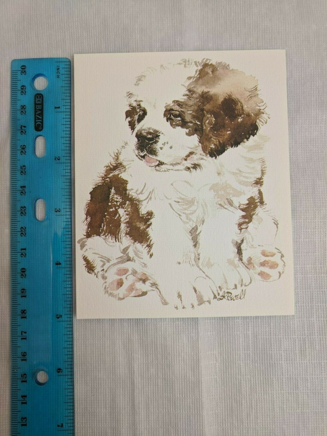 VTG Current Blank Note Card St.Bernard Puppy Dog by Linda K Powell
