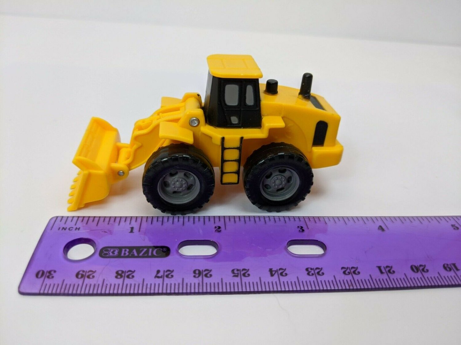 Yellow Front End Loader Construction Truck Plastic Toy 3.5" Long *played with*