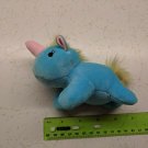 Blue/Yellow Chubby Unicorn Pony Plush Keychain 5" Long Pink Horn, Super soft!