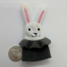 White Rabbit in Hat Magician Plush Finger Puppet Animal 3" Tall