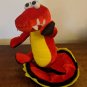 BJ Toy Co Red Yellow Black Dragon Plush Stuffed Toy Coiled Tail 7" Tall