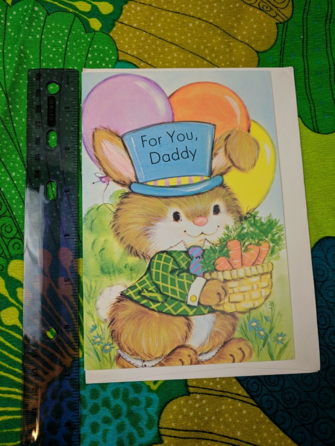 Greetings Inc Unused Easter Card for Daddy - Bunny w/ Basket of Carrots