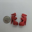 12" Fashion Doll Pair of Red High-heel Strappy Sandal Shoes for Curve Foot