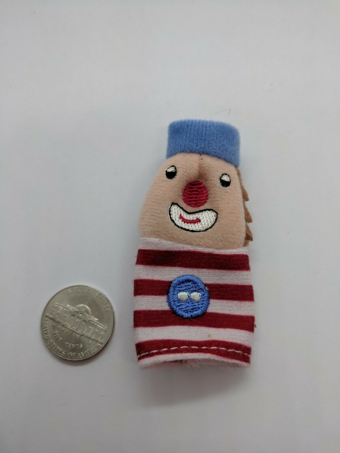 Ikea Klappar Cirkl Clown Red/Red Striped Plush Finger Puppet Animal 2.5" Tall