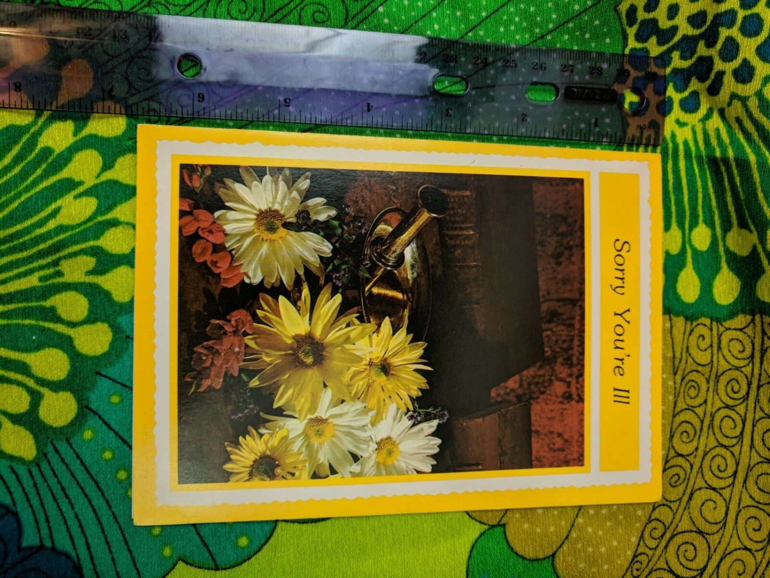 Coronation Collection Unused Card Sorry You're Ill Flowers, Old Books