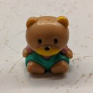 Teddy Bear in Aqua/Pink Clothes 2.5cm Tall Plastic Figurine Toy