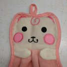 Pink & White Kitty Cat Hand Dish Towel or Lovey Blanket Super Soft 16.5" Long