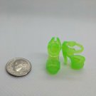 12" Curve Foot Fashion Doll Clear Green High Heel Hearts Sandal Shoe Pair