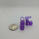 12" Curve Foot Fashion Doll Clear Purple High Chunky Heel Sandal Shoe Pair