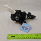 Applause Narwhal Plush 7" Shaggy Black, White Spots Very Soft! NWT