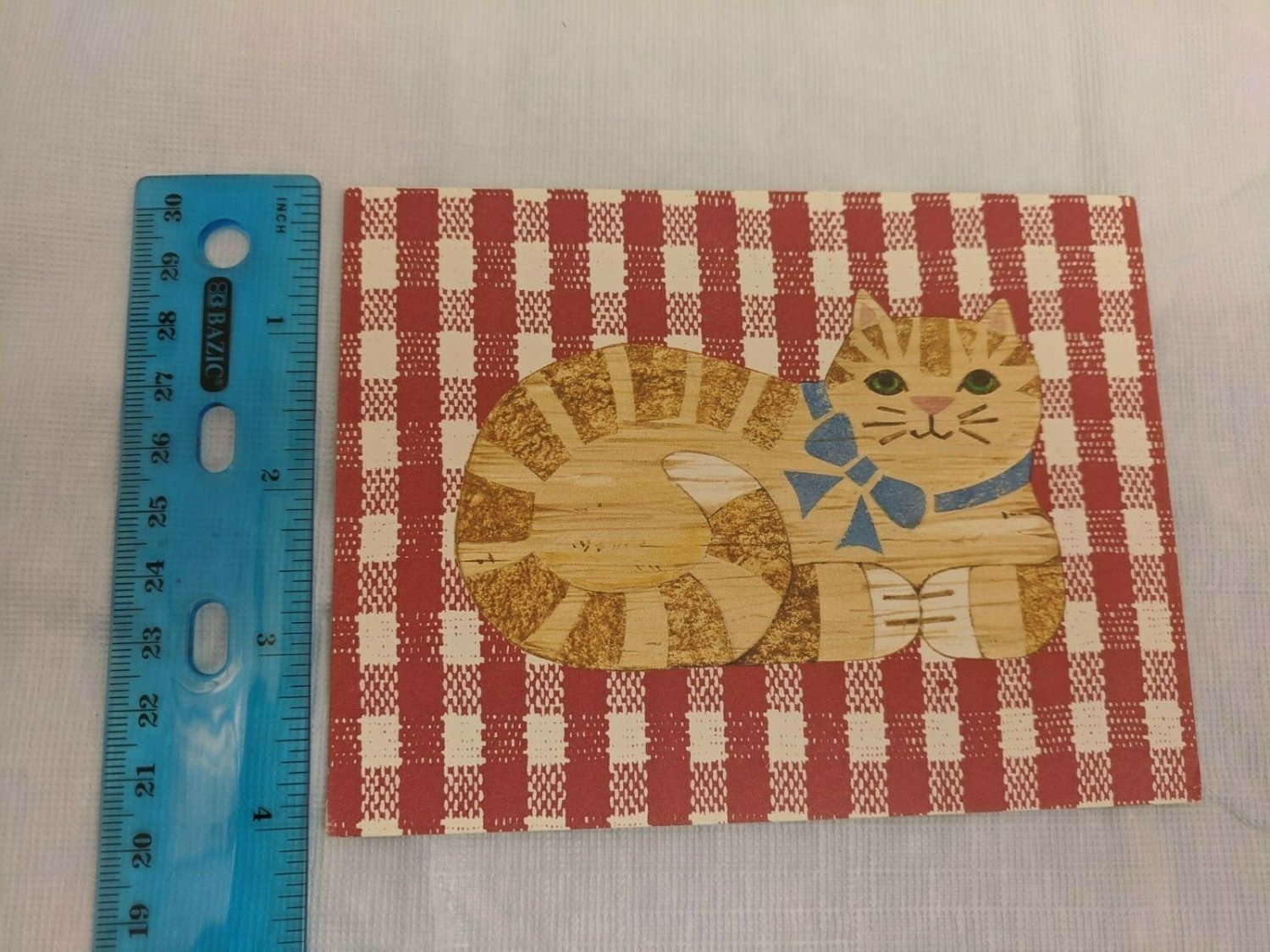 Current Inc Fabric Patterns Wood-grain Cat Blank Note Card