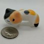 Plastic Cat Kitten Figurine Doll Pet 1.5" Long Calico White/Gold/Gray Standing