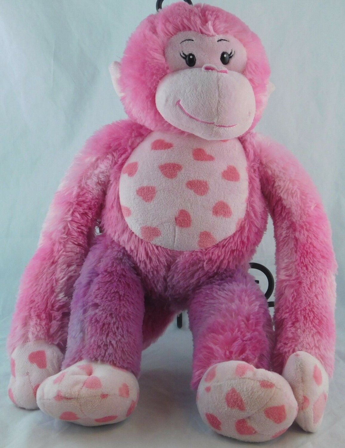Build A Bear Workshop Pink Valentine's Day Hearts Monkey Plush 15" FIXER UPPER