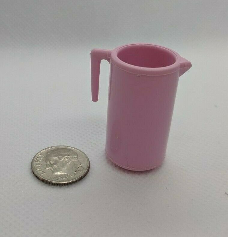 Dollhouse Kitchen Food Play Accessory Pink Plastic Pitcher 1.5" Tall