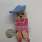 Lady in Pink Dress, Blue Parasol Plush Finger Puppet Animal 3.5" Tall