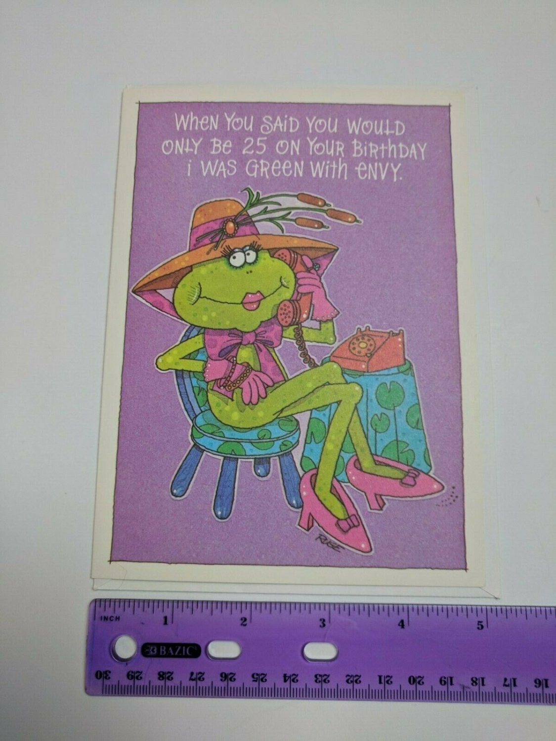 Current Inc Birthday Quips Card Frog on Phone Green with envy