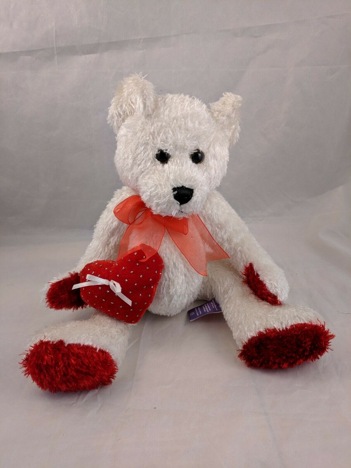 First & Main Cream Glitter Plush Teddy Bear Stuffed Animal w/ Valentine Heart