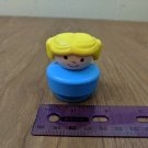 Vintage 1990 Fisher Price Chunky Little People Girl Blonde Pigtails Blue Body 2"