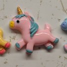 Unicorn Craft Embellishment Flatback Pastel Resin Prancing Lot of 3 3cm Wide