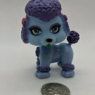 Plastic Puppy Dog Figurine Doll Pet 2.25" Tall Turning Head Blue/Purple Poodle