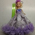 Confused Girl Keychain Doll 11.5" Tall Lavender & Silver Foil Skirt, Purple Lace