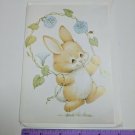 Thank You Greeting Card Unused Ruth Morehead Inc Bunny w/ Flower Jump Rope