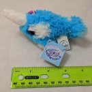 Applause Narwhal Mini Plush Keychain 3" Shaggy Blue/White Very Soft! NWT