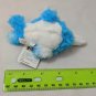 Applause Narwhal Mini Plush Keychain 3" Shaggy Blue/White Very Soft! NWT