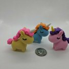 Unicorn Pony Horse 3D Puzzle Eraser 1.5" Tall LOT OF 3 Yellow/Blue/Orange/Pink