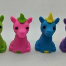 Unicorn Pony Horse 3D Puzzle Eraser 1.5" Tall Set of 4 Green/Pink/Blue/Purple